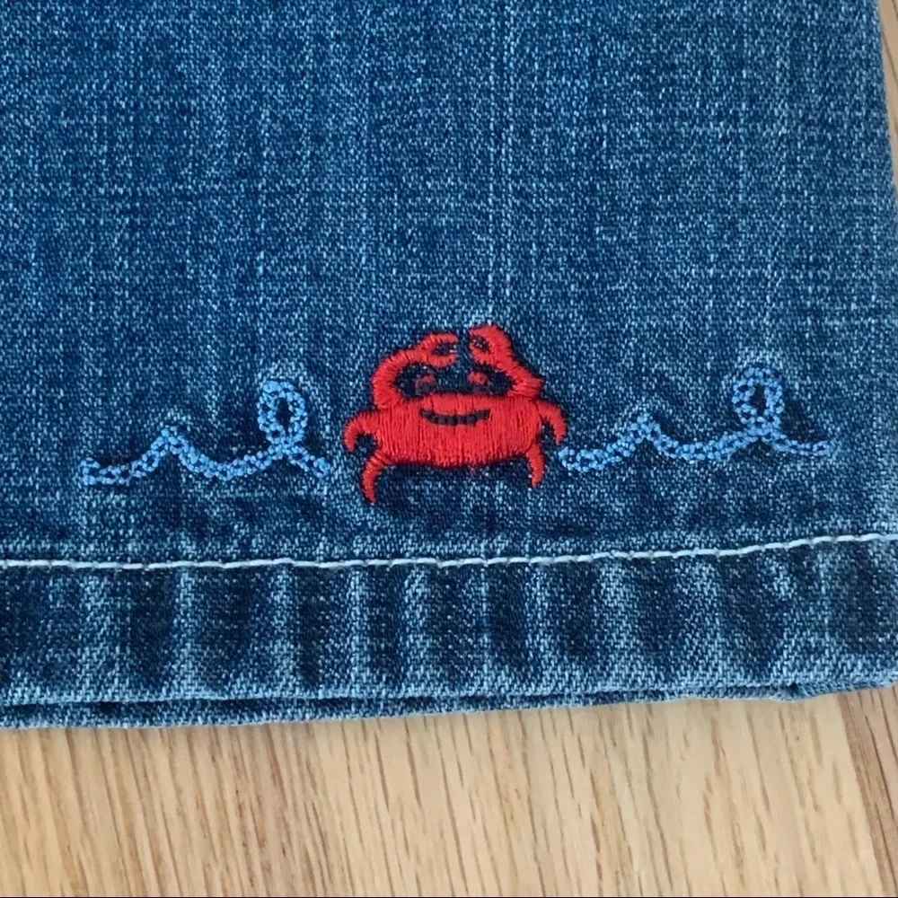 NWT GYMBOREE “Whale Watching” Girls Lace Up Embroidered Jeans Denim Size 7